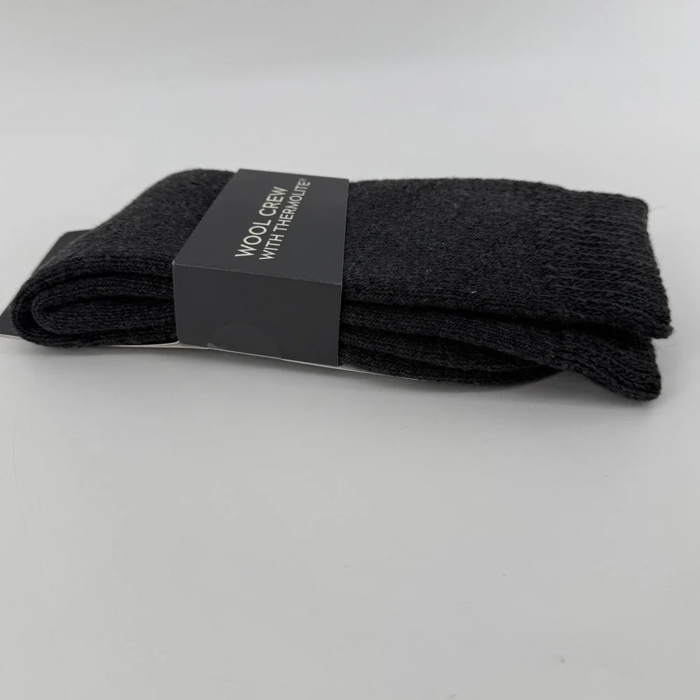 Alpine Design Mens Wool Crew Socks with Thermolite Charcoal Large‎ 9-12